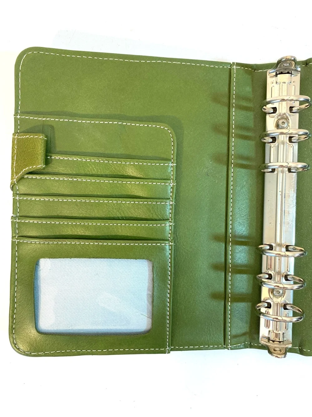 FRANKLIN COVEY Green Leather Compact Binder Turn Lock Closure
